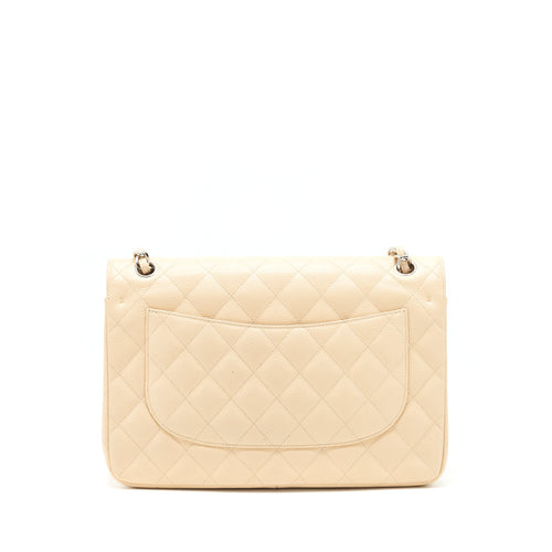 CHANEL CLASSIC JUMBO DOUBLE FLAP BAG CAVIAR BEIGE SHW