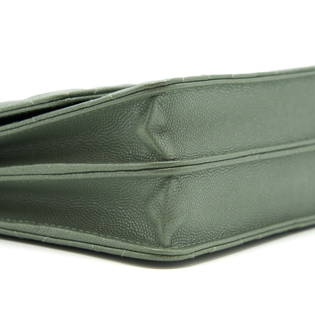 CHANEL WALLET ON CHAIN SQUARE CAVIAR GREEN GHW