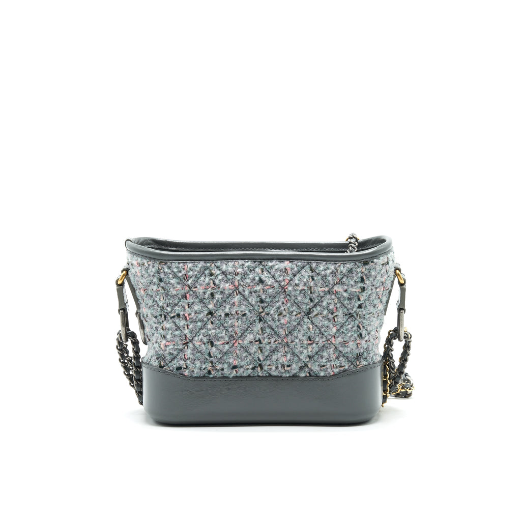 CHANEL SMALL TWEED GABRIELLE HOBO BAG GREY