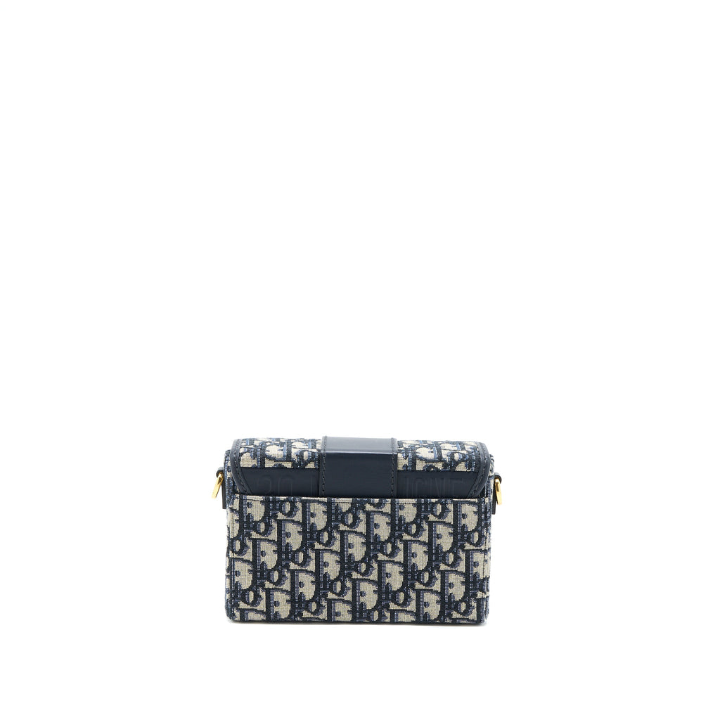 DIOR 30 MONTAIGNE MINI BOX BAG BLUE OBLIQUE GHW