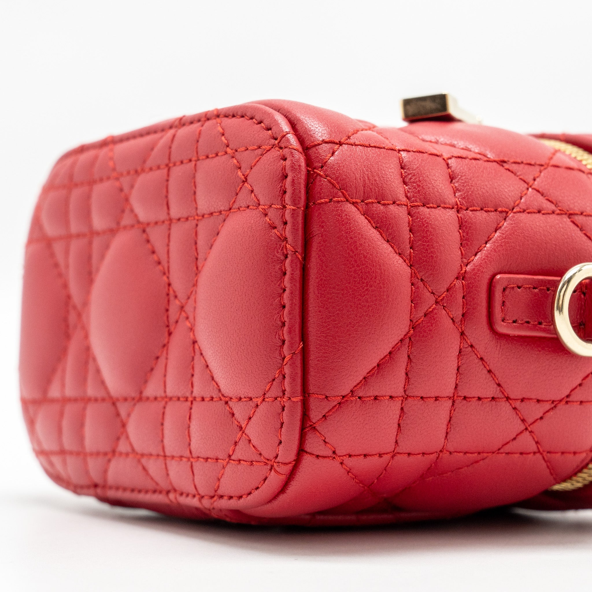 DIOR MICRO LADY DIOR VANITY CASE LAMBSKIN RED LGHW