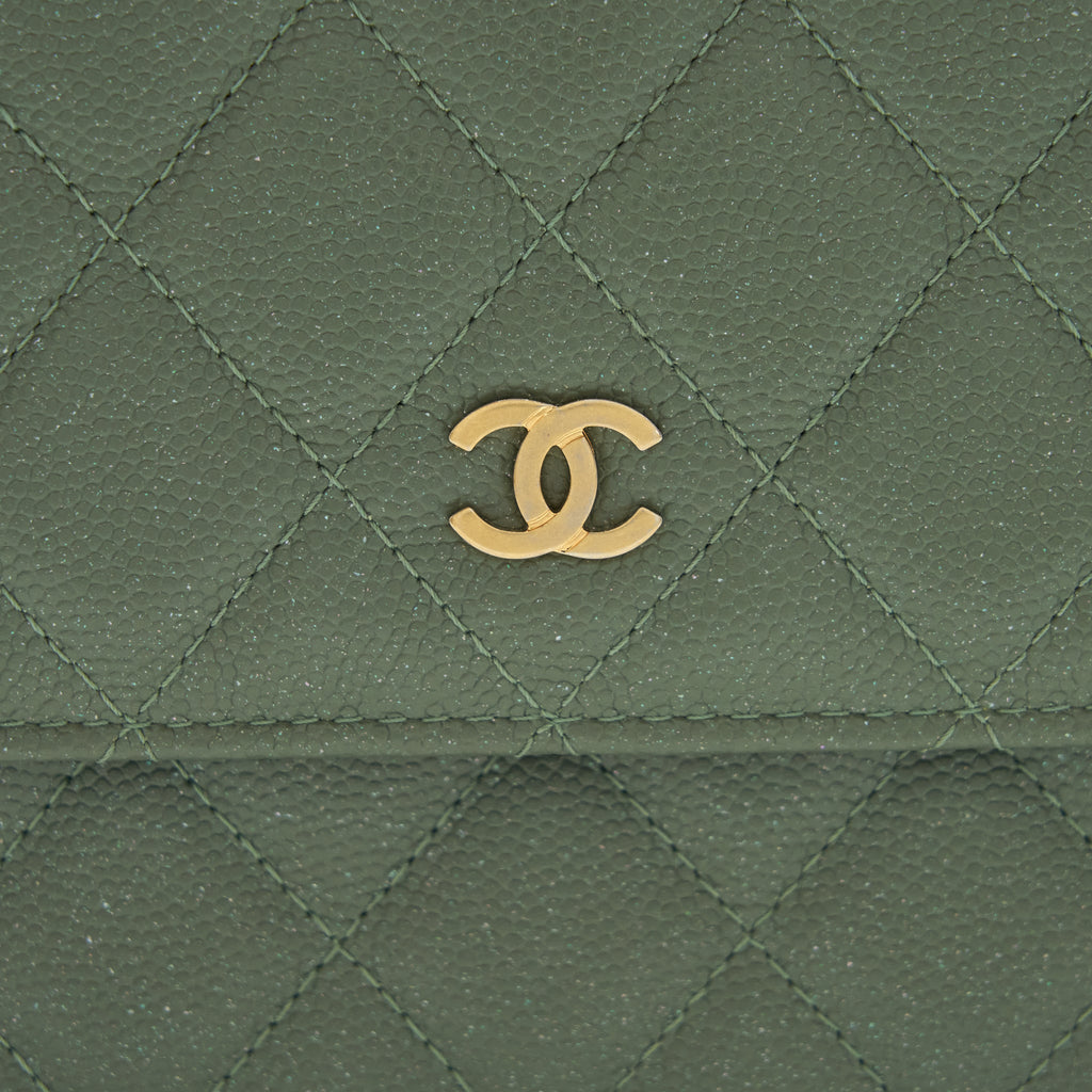 CHANEL WALLET ON CHAIN SQUARE CAVIAR GREEN GHW