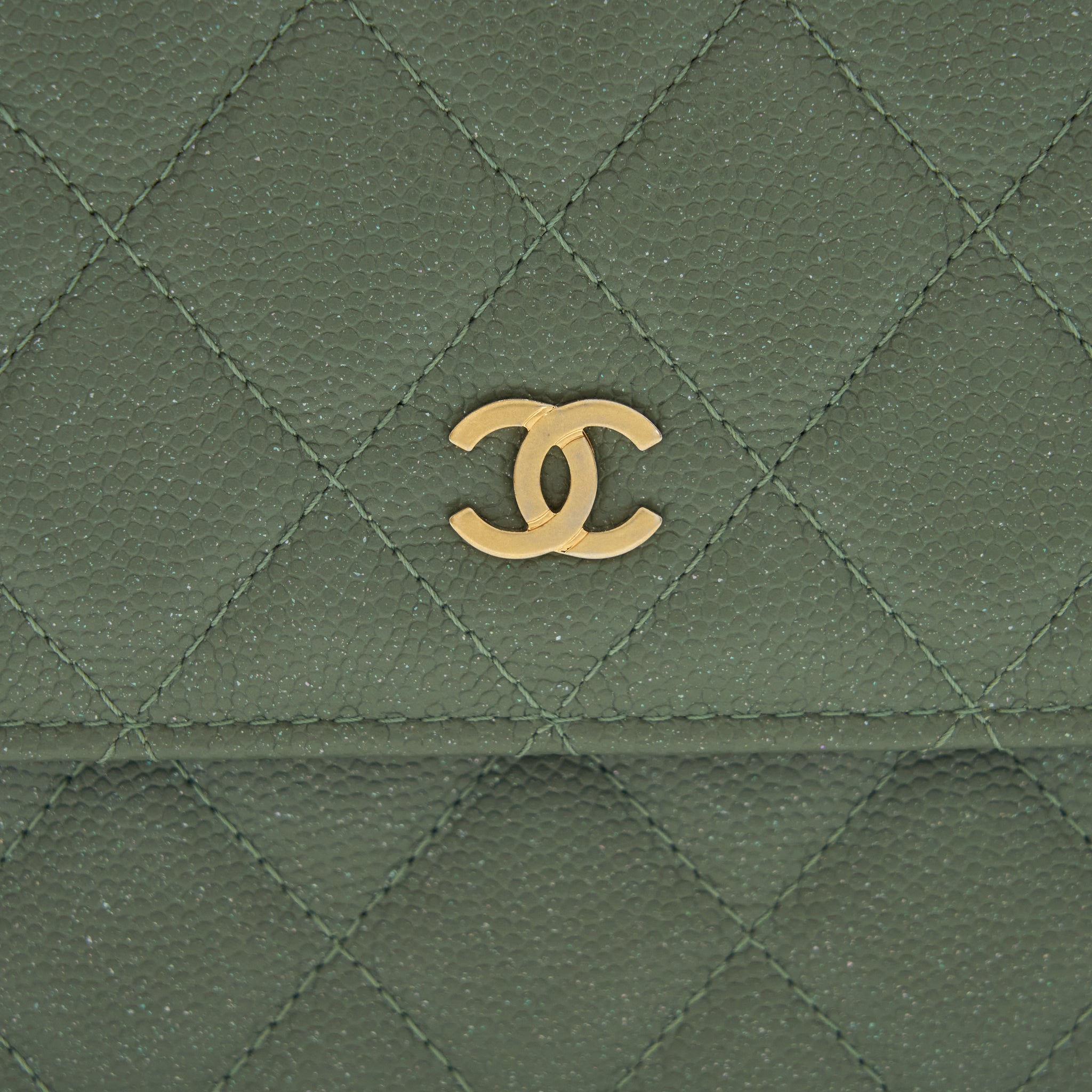 CHANEL WALLET ON CHAIN SQUARE CAVIAR GREEN GHW