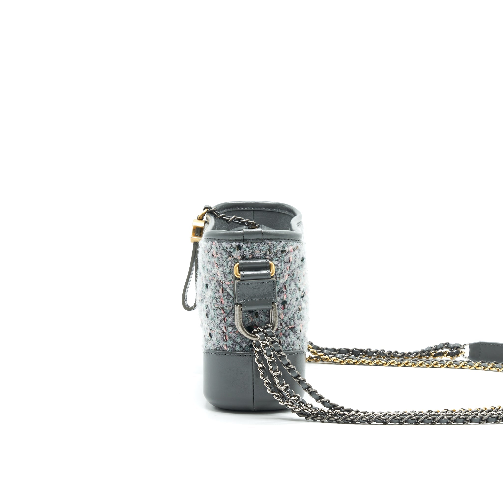 CHANEL SMALL TWEED GABRIELLE HOBO BAG GREY