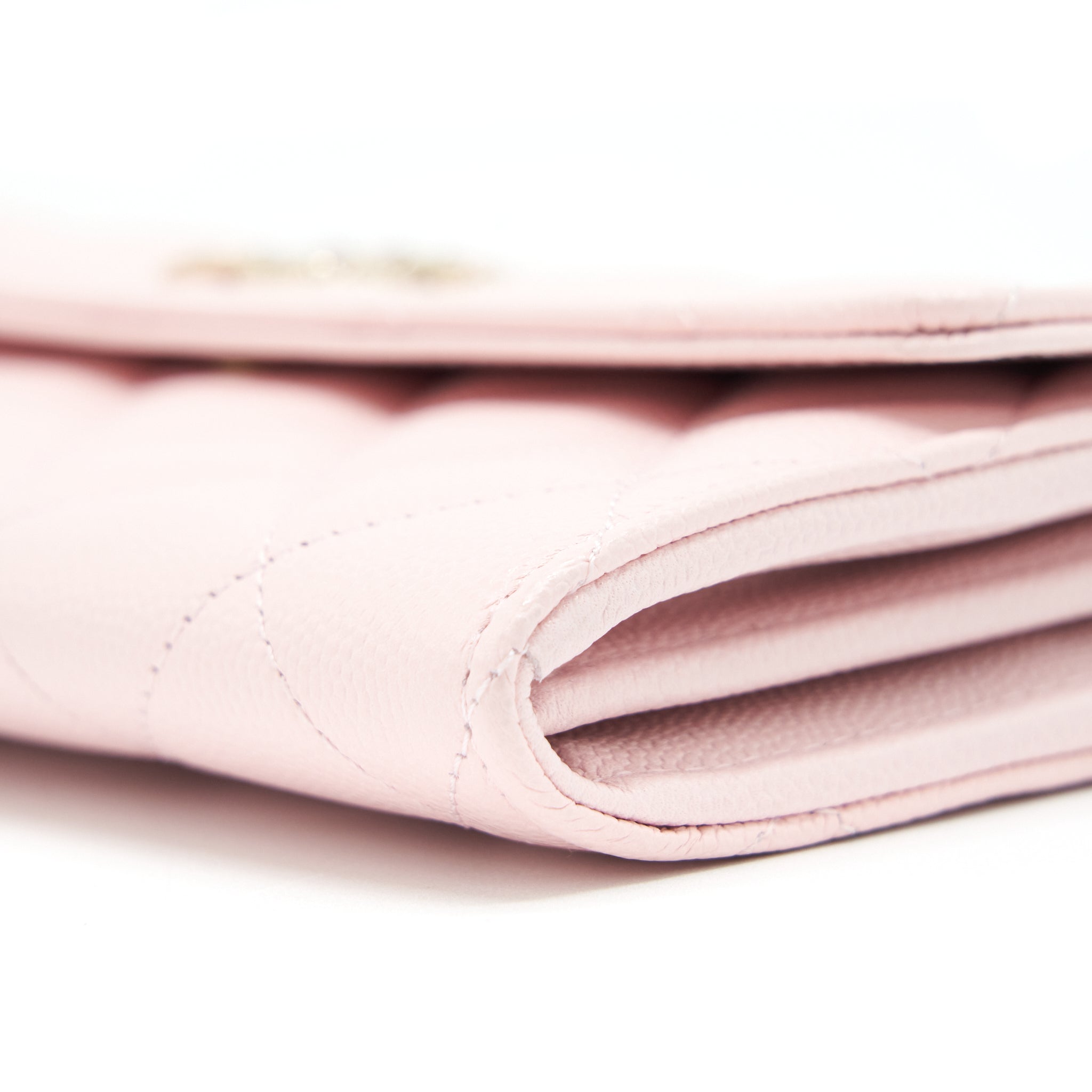 CHANEL 22S DETAILED LOGO FLAP LONG WALLET CAVIAR LIGHT PINK WITH LGHW