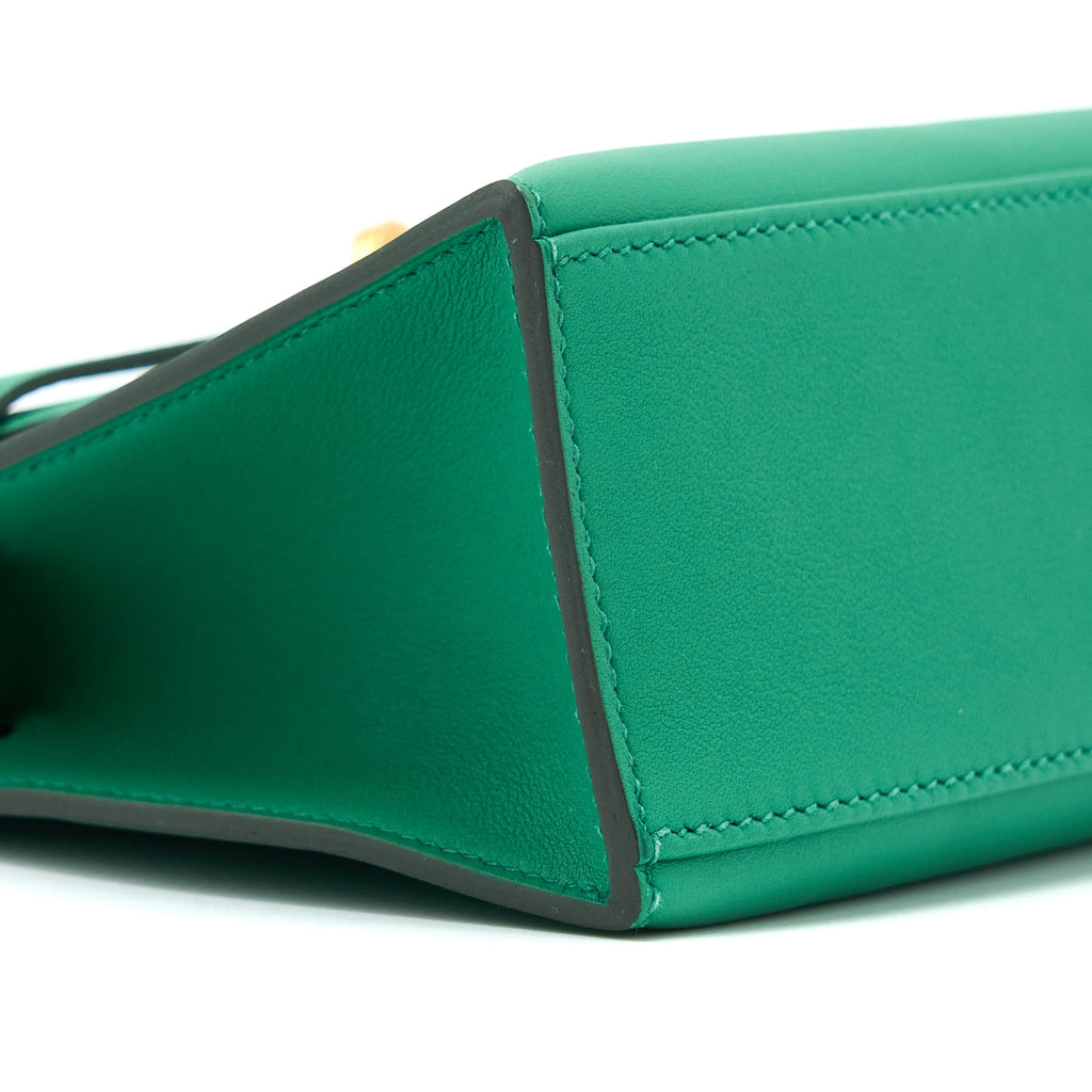 HERMES KELLY POCHETTE SWIFT U4 VERT VERTIGO GHW