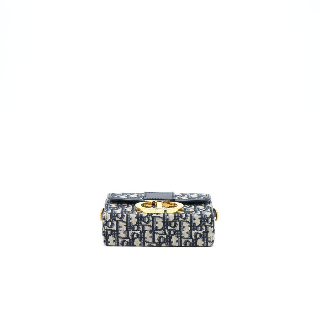 DIOR 30 MONTAIGNE MINI BOX BAG BLUE OBLIQUE GHW