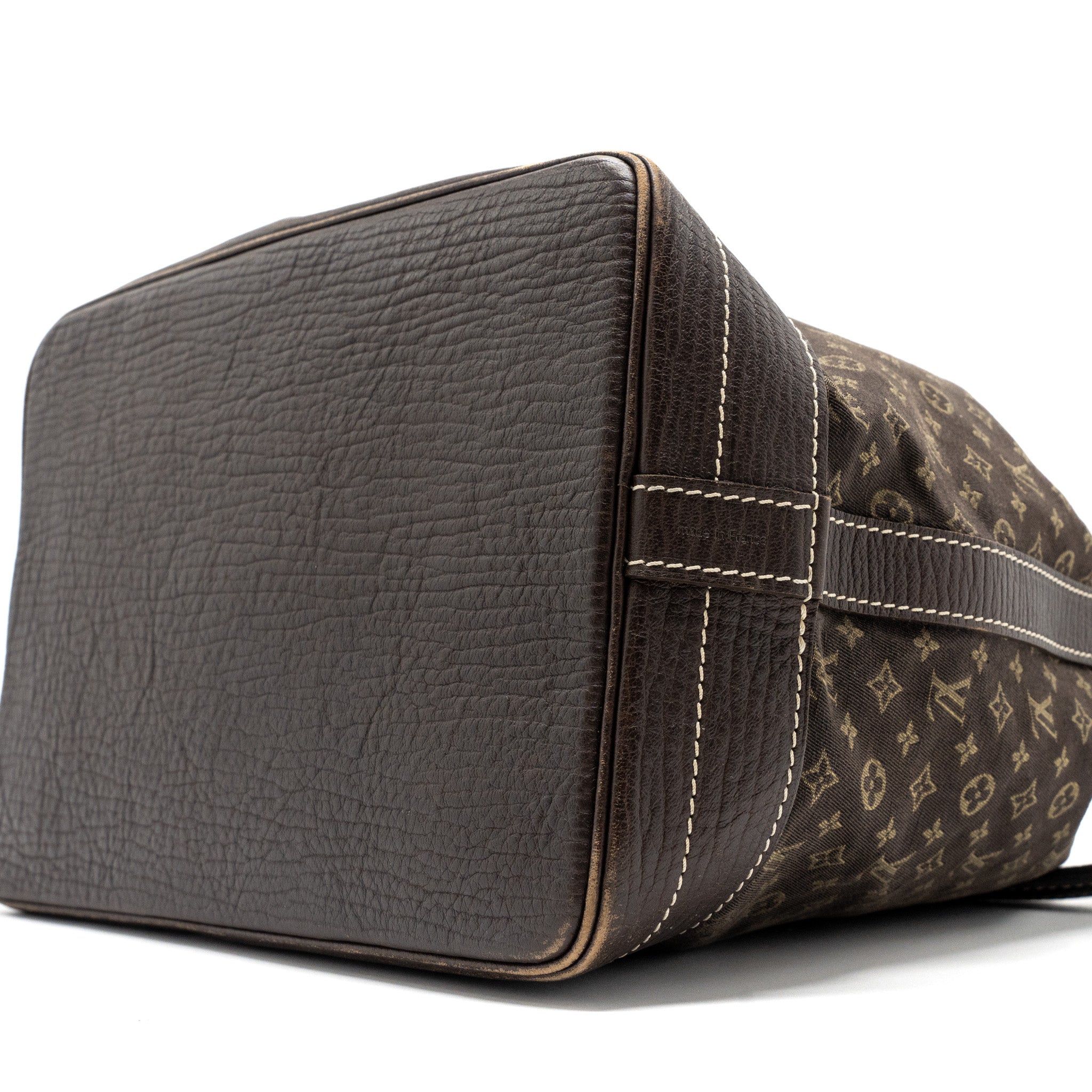 LOUIS VUITTON LIN NOE BAG FABRIC/LEATHER EBENE GHW