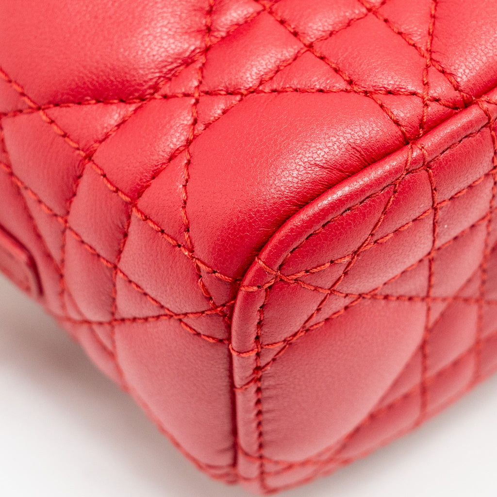 DIOR MICRO LADY DIOR VANITY CASE LAMBSKIN RED LGHW