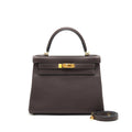 HERMES KELLY 28 CHOCOLATE GHW TOGO LEATHER