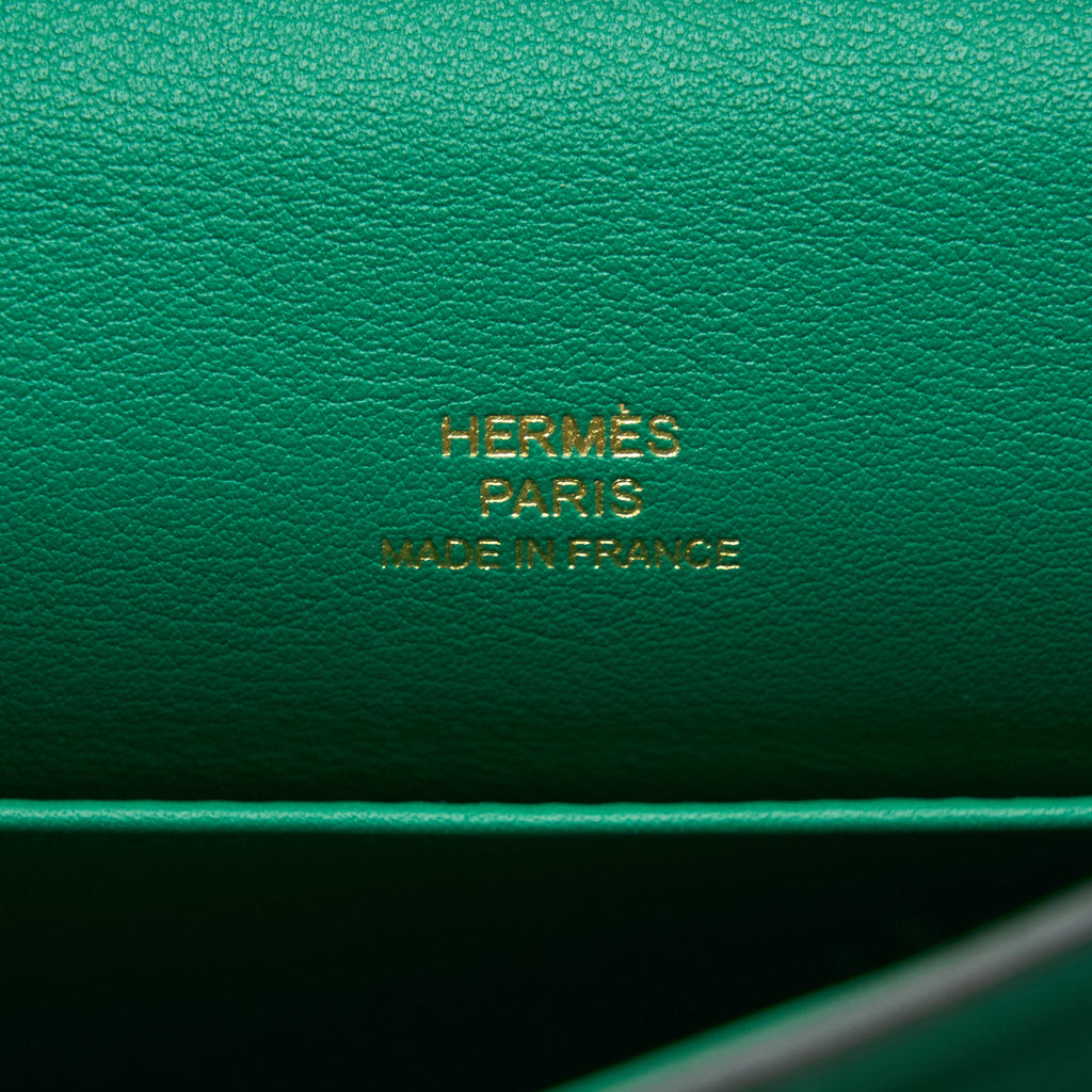 HERMES KELLY POCHETTE SWIFT U4 VERT VERTIGO GHW
