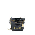 CHANEL MINI 22 BAG SHINY CALFSKIN BLACK BRUSHED GHW (MICROCHIP)