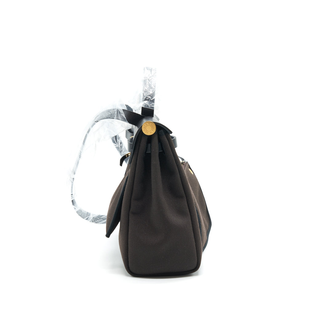 HERMES HERBAG ZIP 31 RETOURNE BAG WITH EBENE/ BLACK COLOR GHW