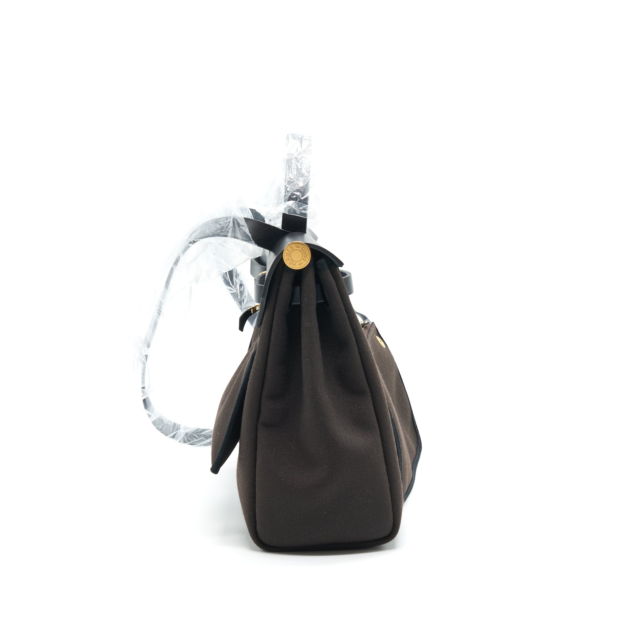 HERMES HERBAG ZIP 31 RETOURNE BAG WITH EBENE/ BLACK COLOR GHW