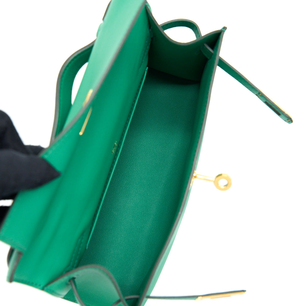 HERMES KELLY POCHETTE SWIFT U4 VERT VERTIGO GHW