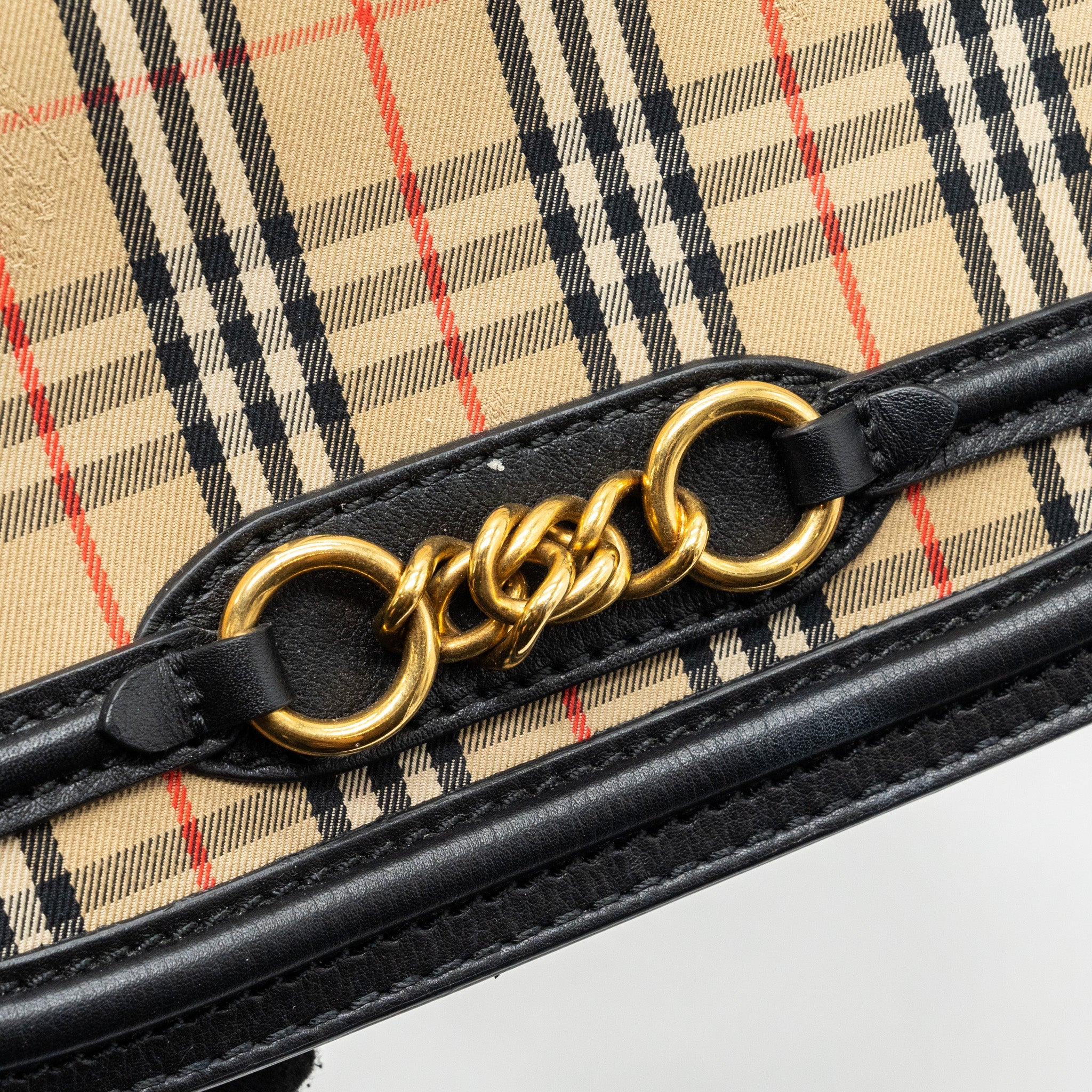 BURBERRY THE 1983 CHECK LINK BAG LEATHER/ CANVAS MULTICOLOUR GHW