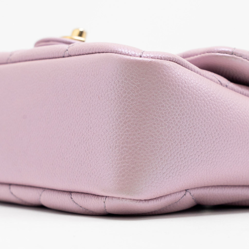 CHANEL 21K MY PERFECT MINI FLAP BAG CAVIAR IRIDESCENT PINK GHW (MICROCHIP)