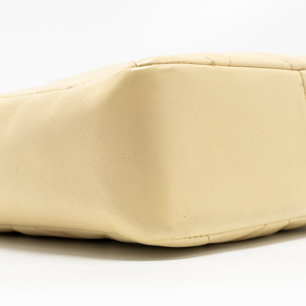 CHANEL VINTAGE QUILTED ENVELOPE FLAP BAG LAMBSKIN BEIGE / BLACK GHW