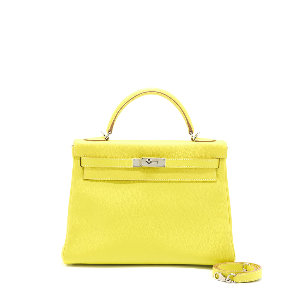 HERMES KELLY 32 EPSOM LIME/GRIS PERLE SHW