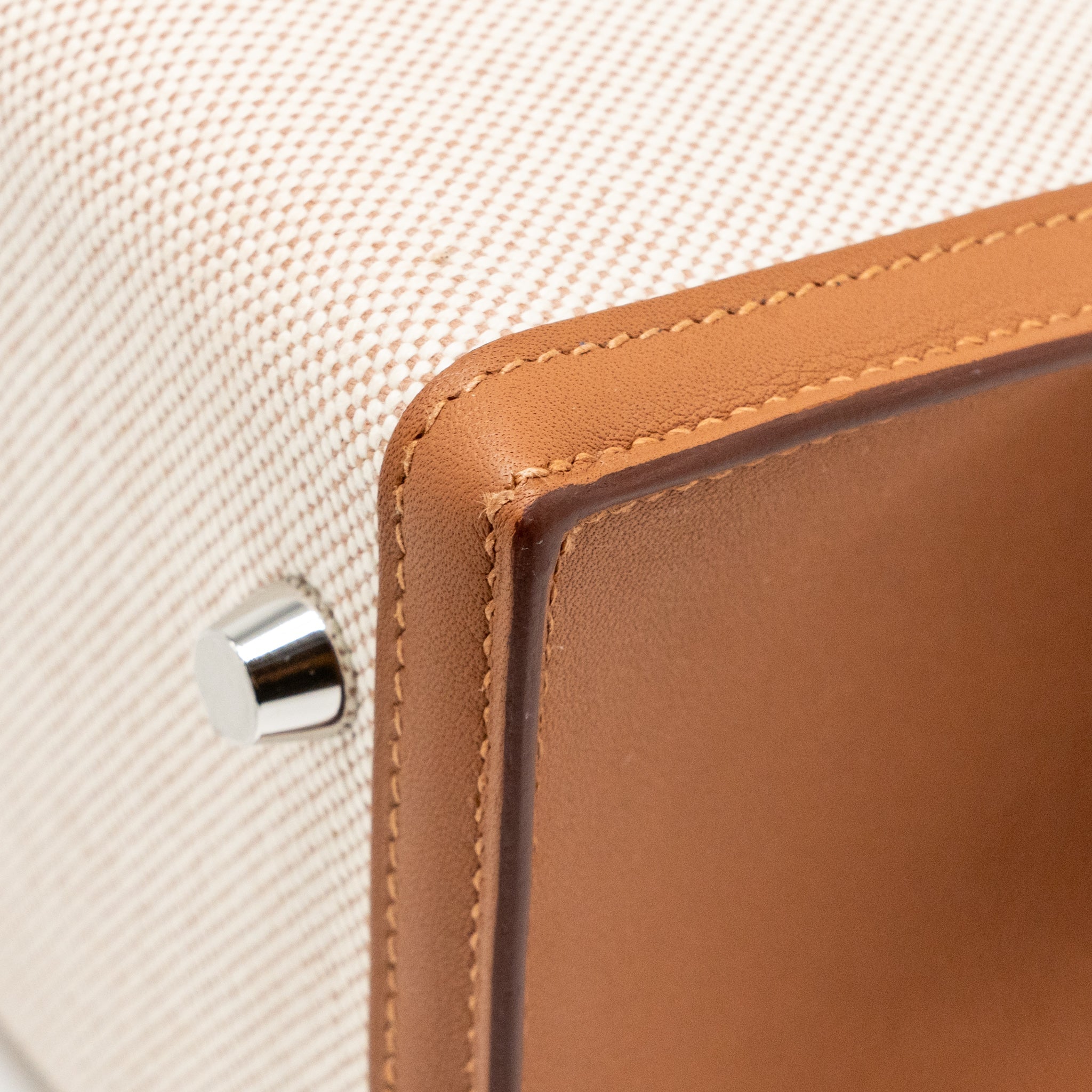 HERMES KELLY 25 TOILE H/SWIFT ECRU-BEIGE/GOLD SHW