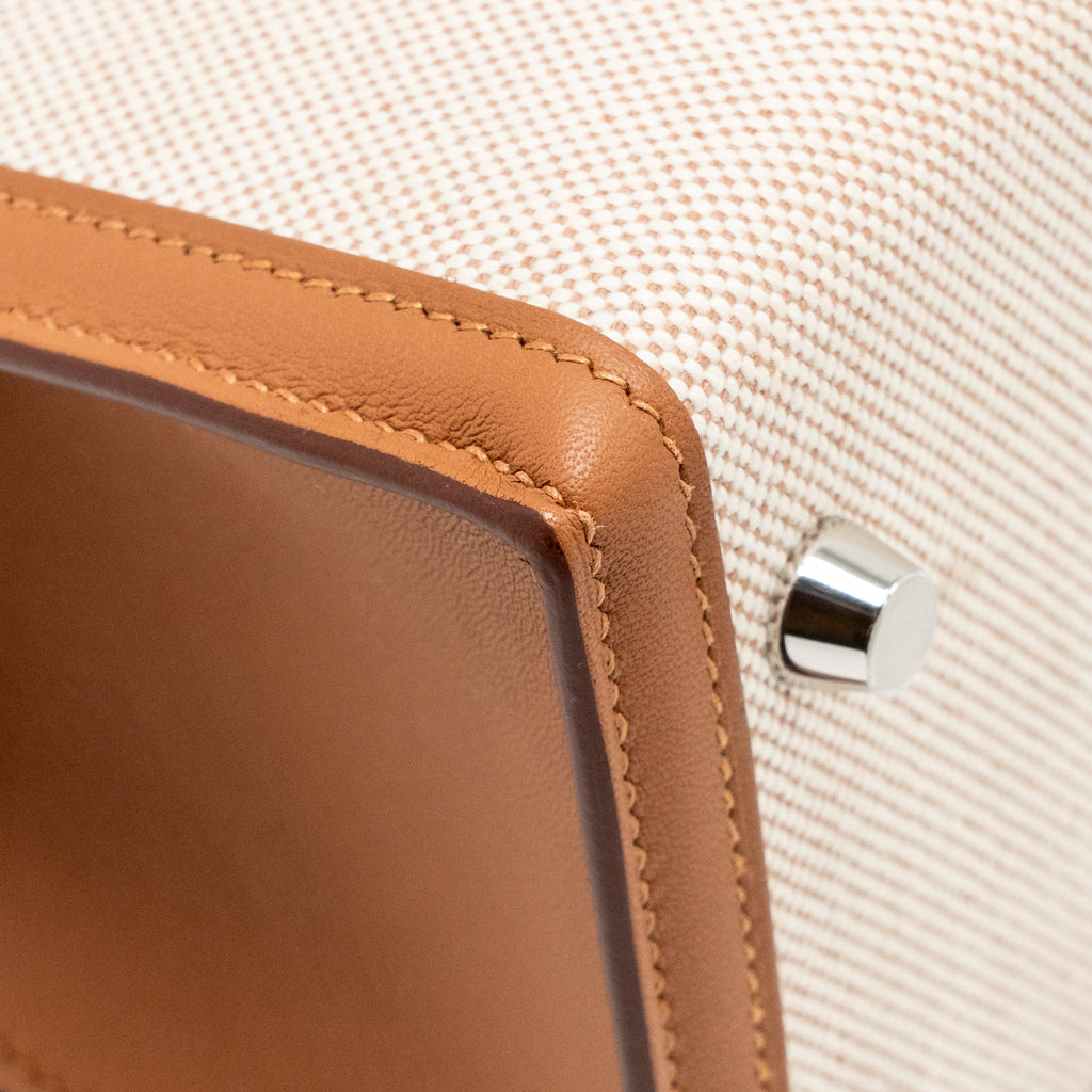 HERMES KELLY 25 TOILE H/SWIFT ECRU-BEIGE/GOLD SHW