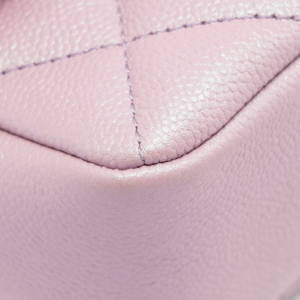 CHANEL 21K MY PERFECT MINI FLAP BAG CAVIAR IRIDESCENT PINK GHW (MICROCHIP)