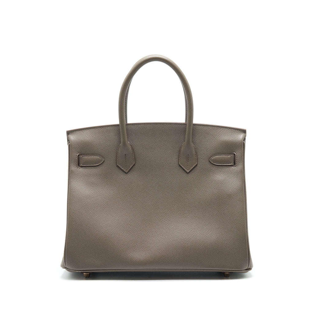 HERMES BIRKIN 30 8F GRIS ETAIN EPSOM LEATHER RGHW