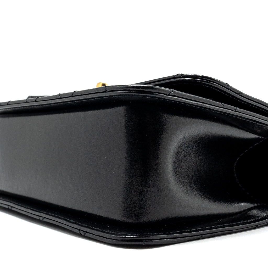 CHANEL 24C GOLD CRUSH MINI FLAP BAG CALFSKIN BLACK GHW (MICROCHIP)