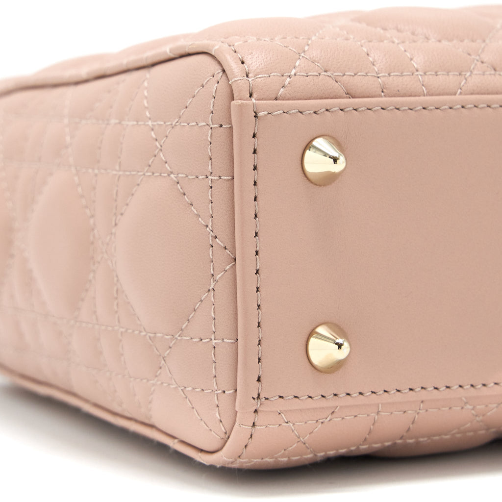 DIOR SMALL LADY DIOR LAMBSKIN LIGHT PINK LGHW