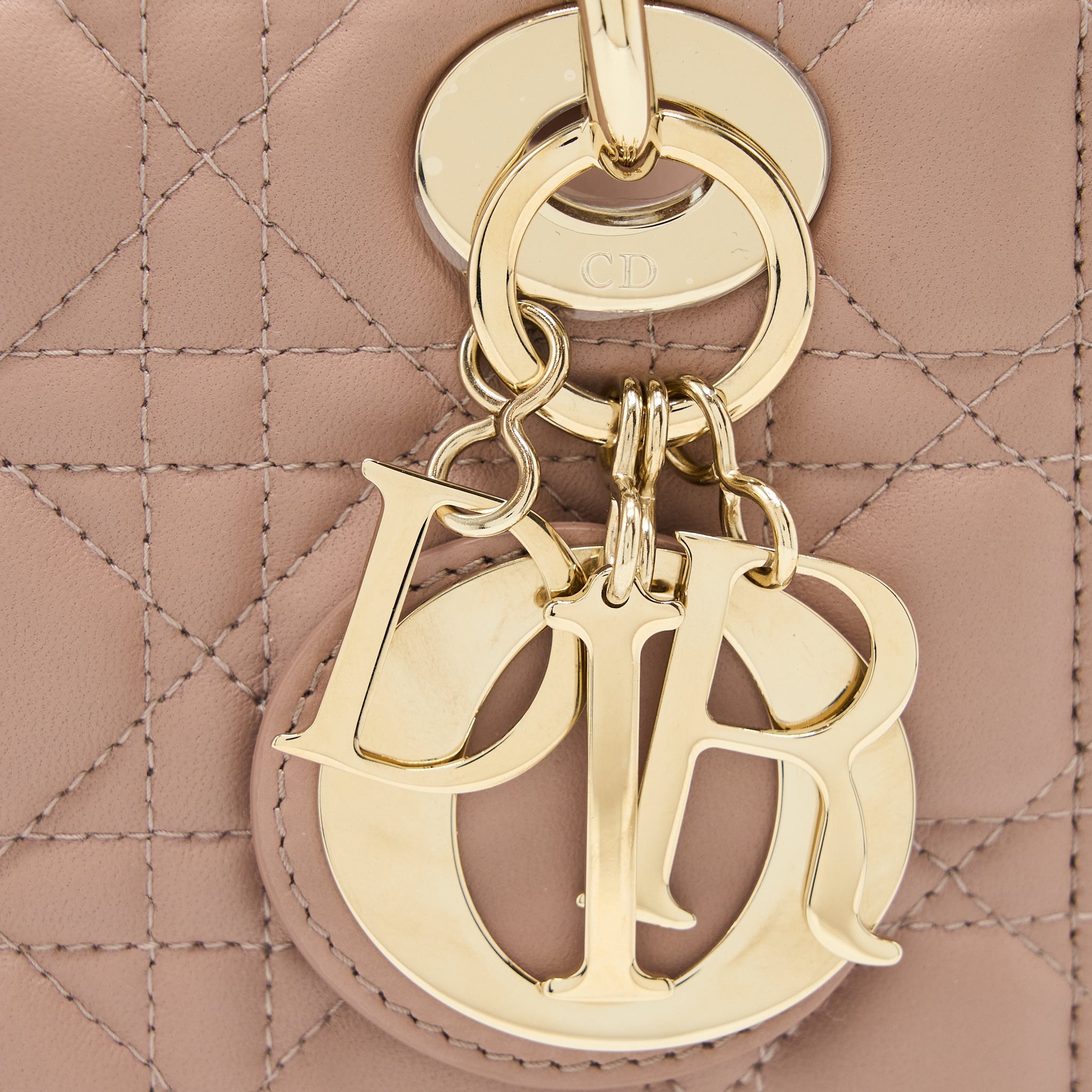 DIOR SMALL LADY DIOR LAMBSKIN LIGHT PINK LGHW