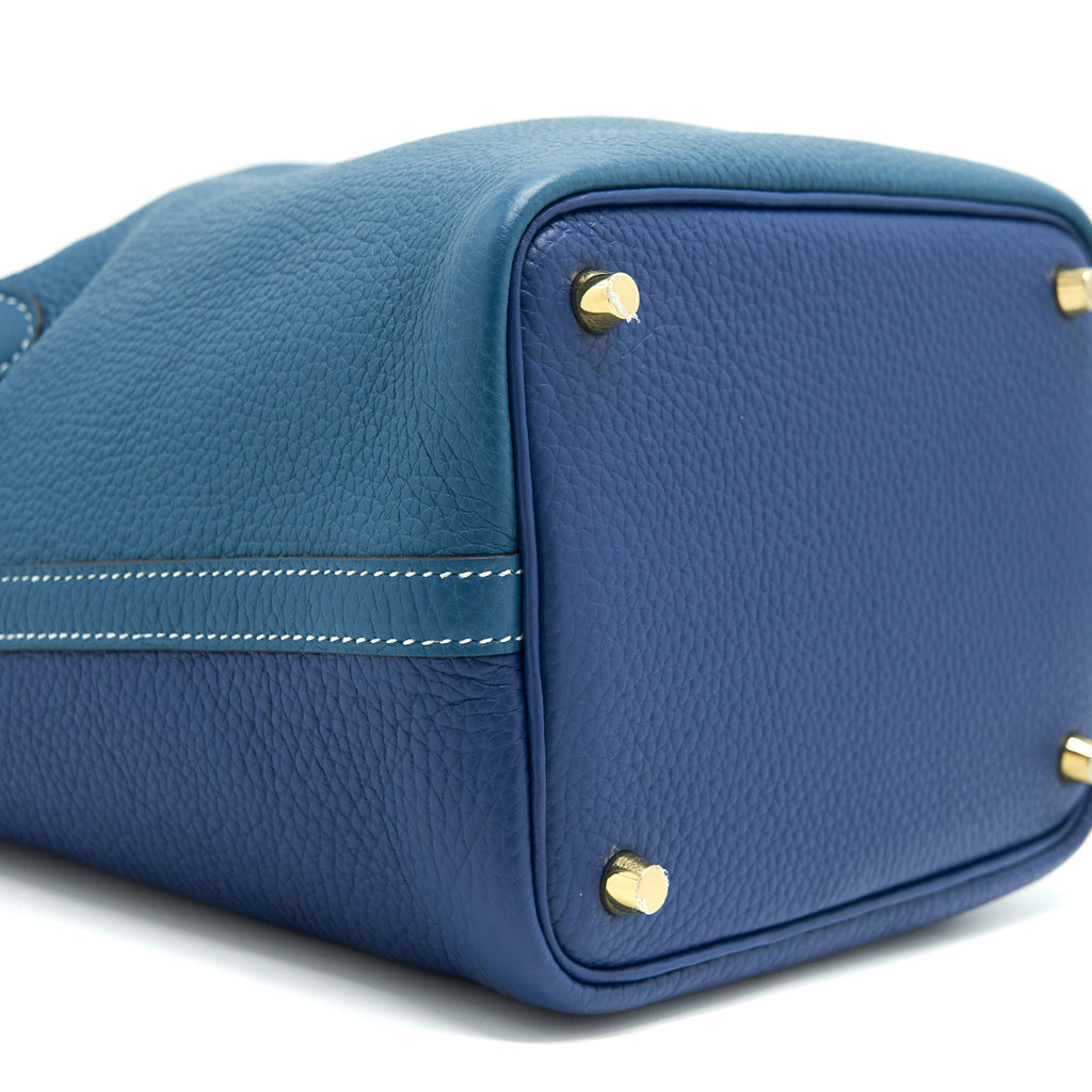 HERMES PICOTIN 18 LOCK BAG VERT BOSPHORE/DEEP BLUE GHW