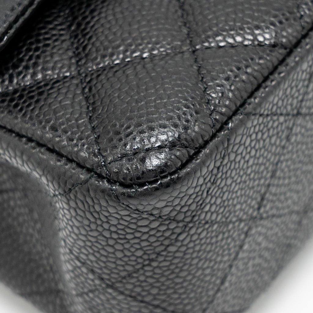 CHANEL MINI RECTANGULAR FLAP BAG CAVIAR BLACK SHW