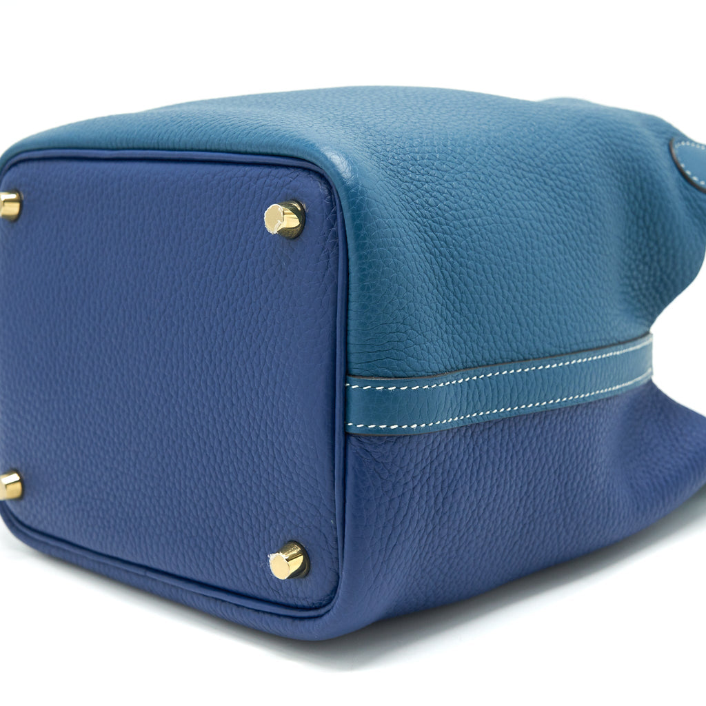 HERMES PICOTIN 18 LOCK BAG VERT BOSPHORE/DEEP BLUE GHW