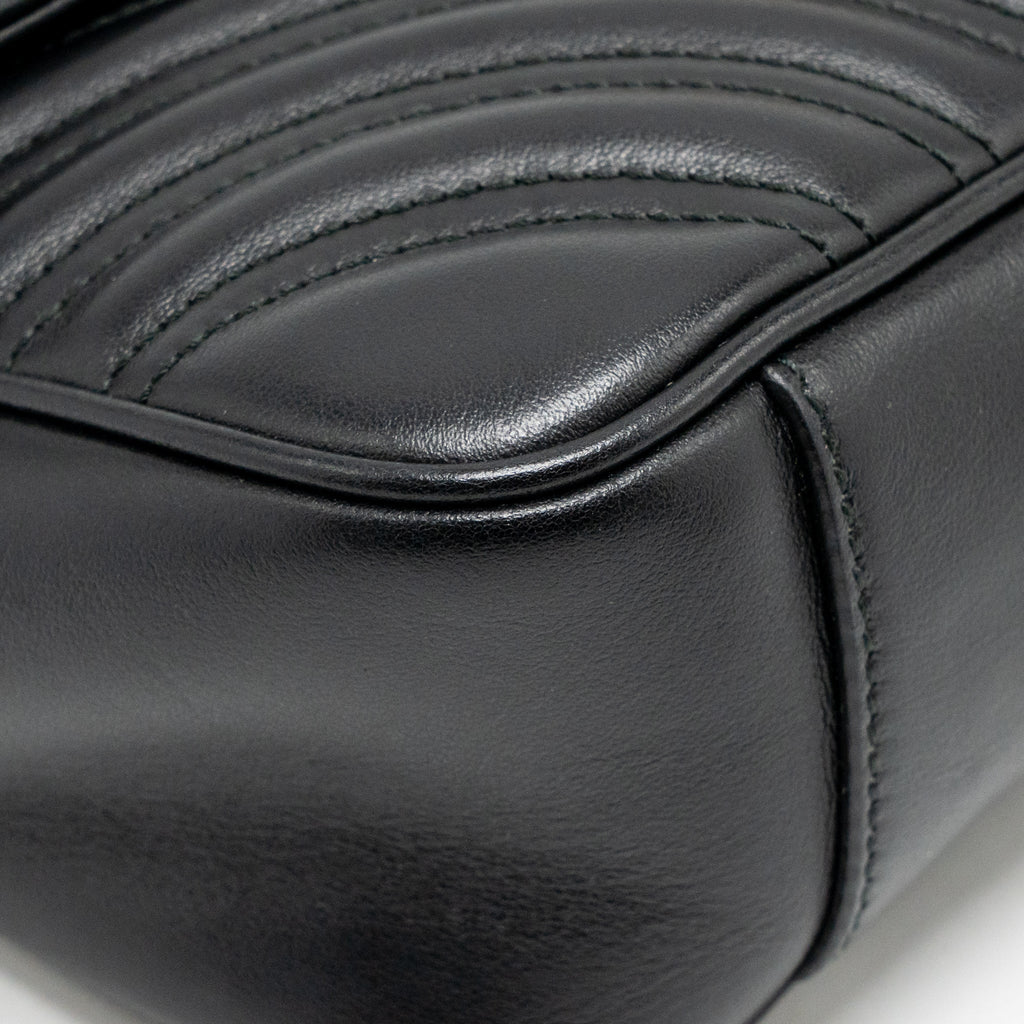 GUCCI MEDIUM GG MARMONT SHOULDER BAG CALFSKIN BLACK GHW