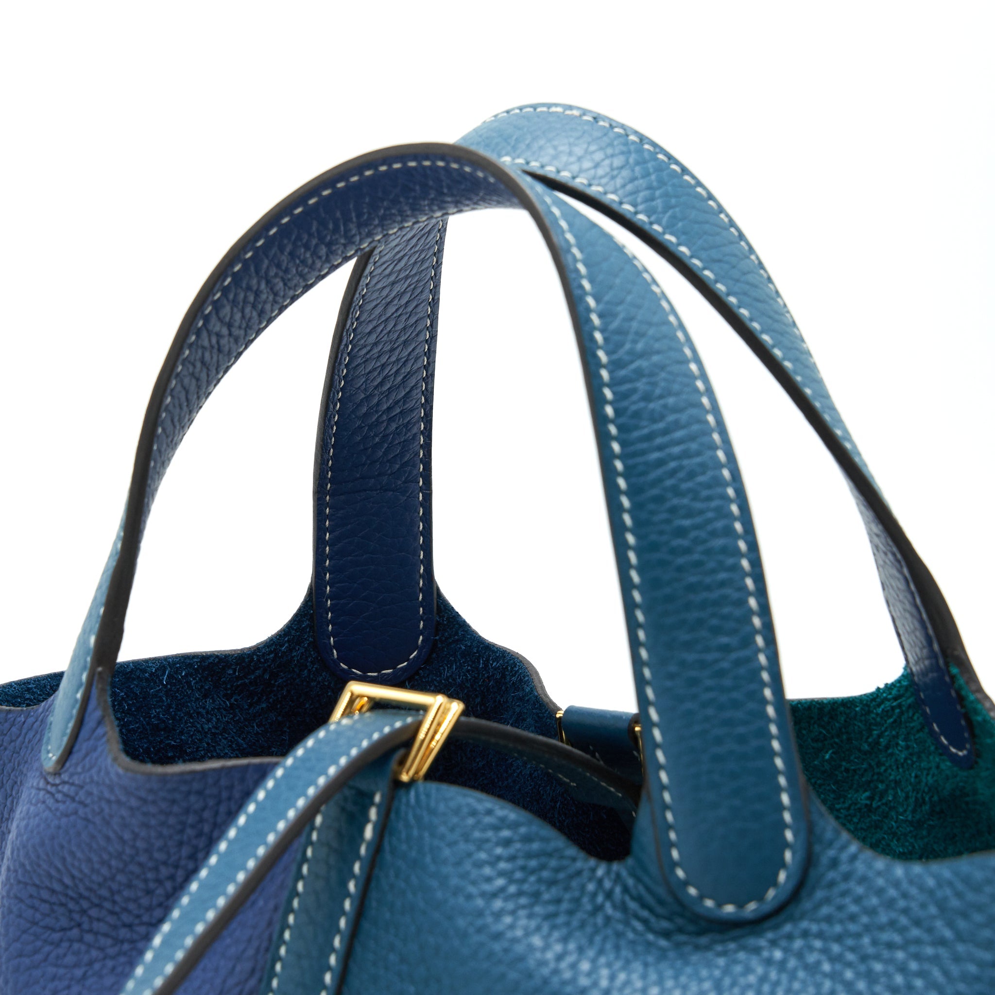 HERMES PICOTIN 18 LOCK BAG VERT BOSPHORE/DEEP BLUE GHW