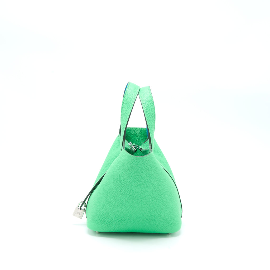 HERMES PICOTIN 18 LOCK BAG CLEMENCE VERT COMICS/BLEU FRIDA SHW