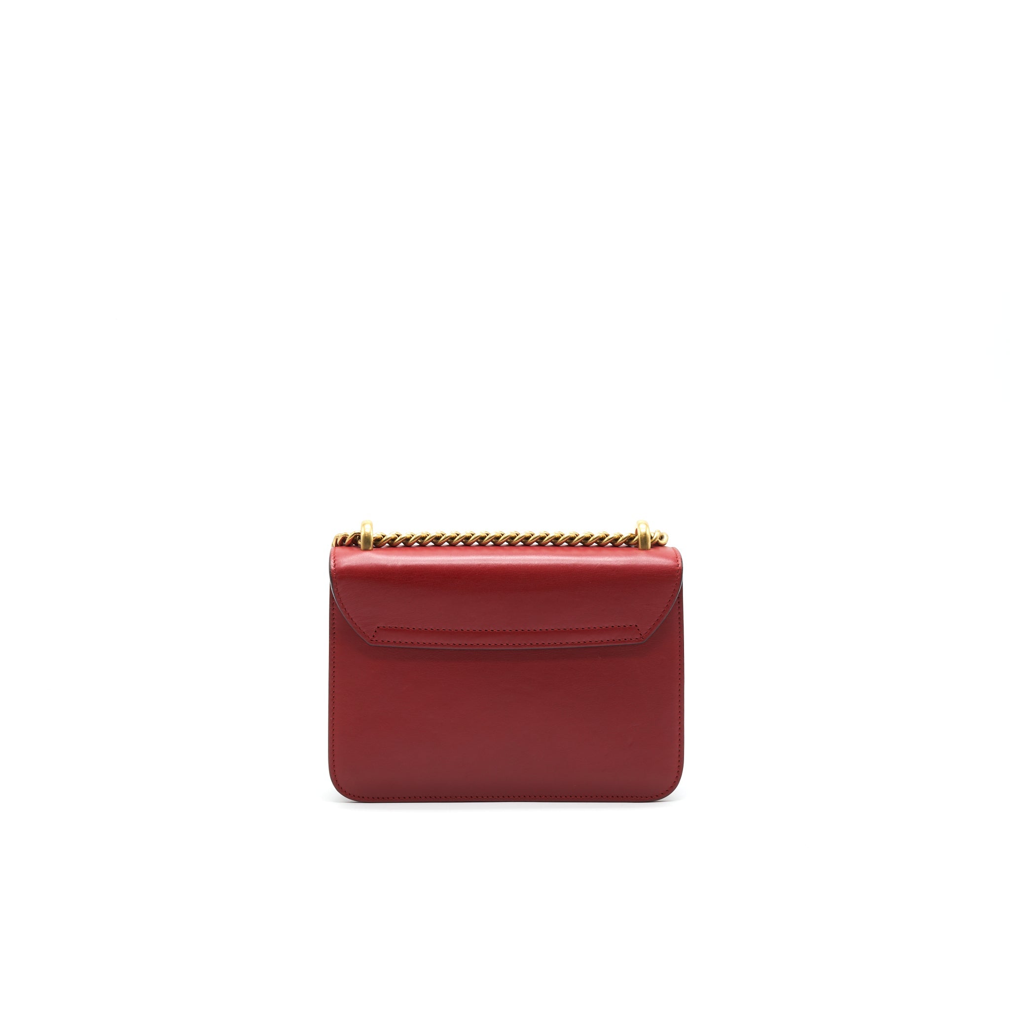 GUCCI BOW AND PEARL LEATHER CHAIN SHOULDER BAG RED
