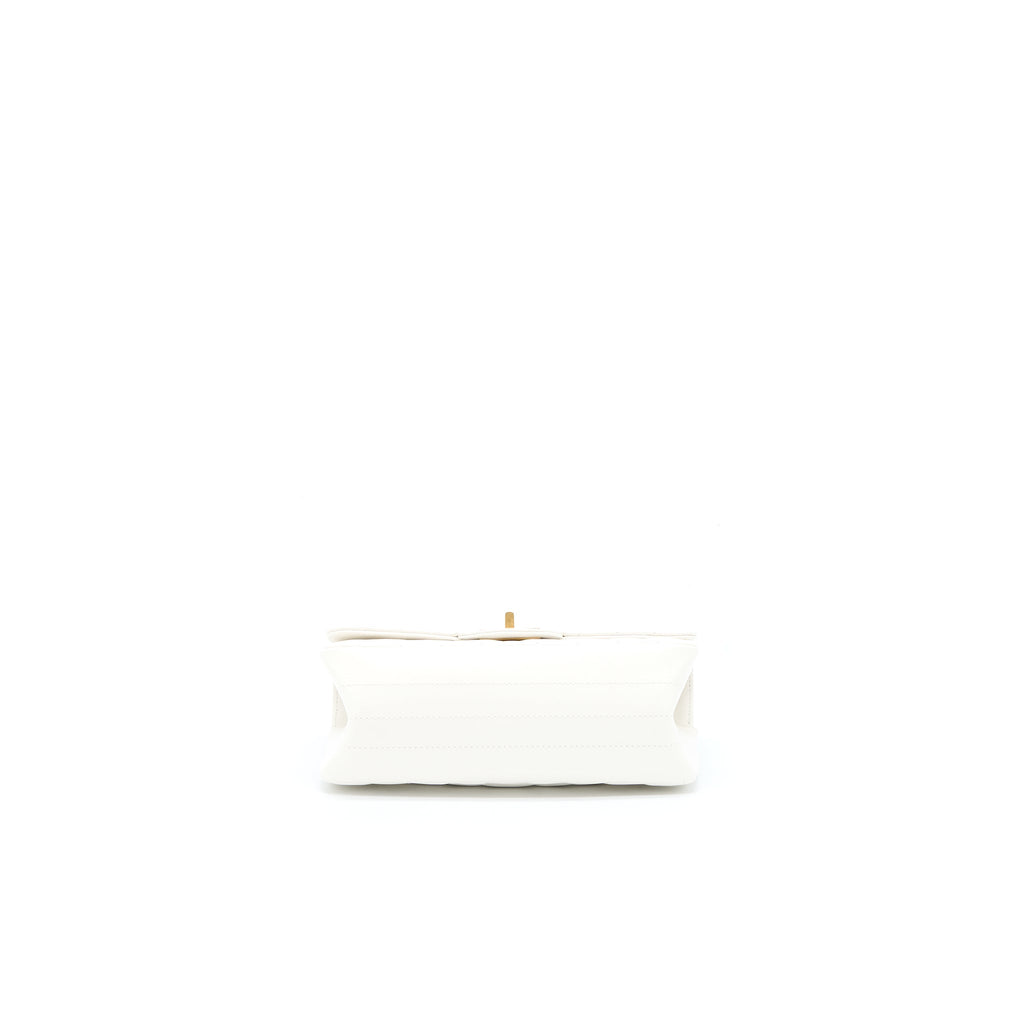 CHANEL MINI 2.55 REISSUE CHEVRON FLAP BAG AGED CALFSKIN WHITE BRUSHED GHW (MICROCHIP)