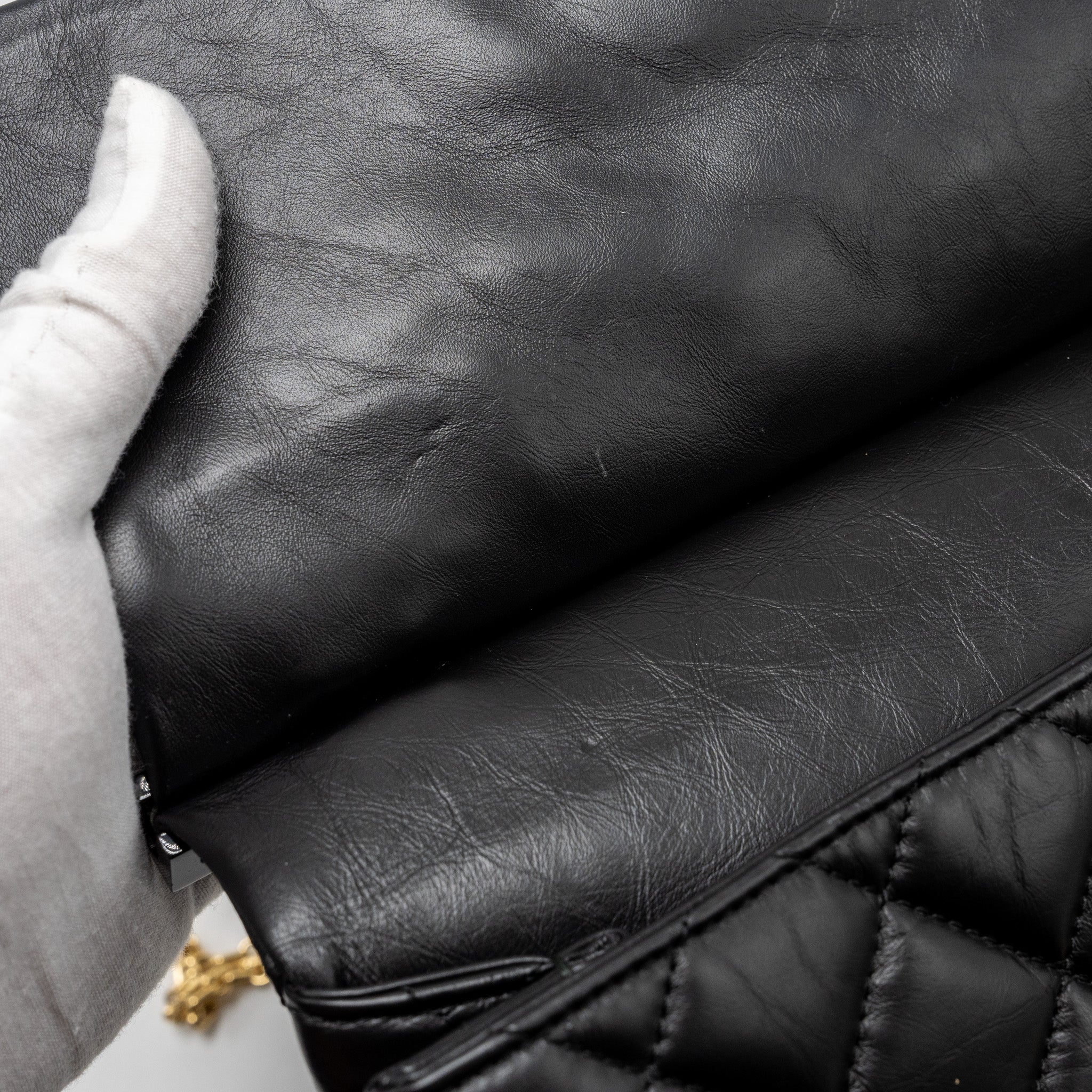 CHANEL HANGER REISSUE FLAP BAG LIMITED EDITION AGED CALFSKIN BLACK GHW