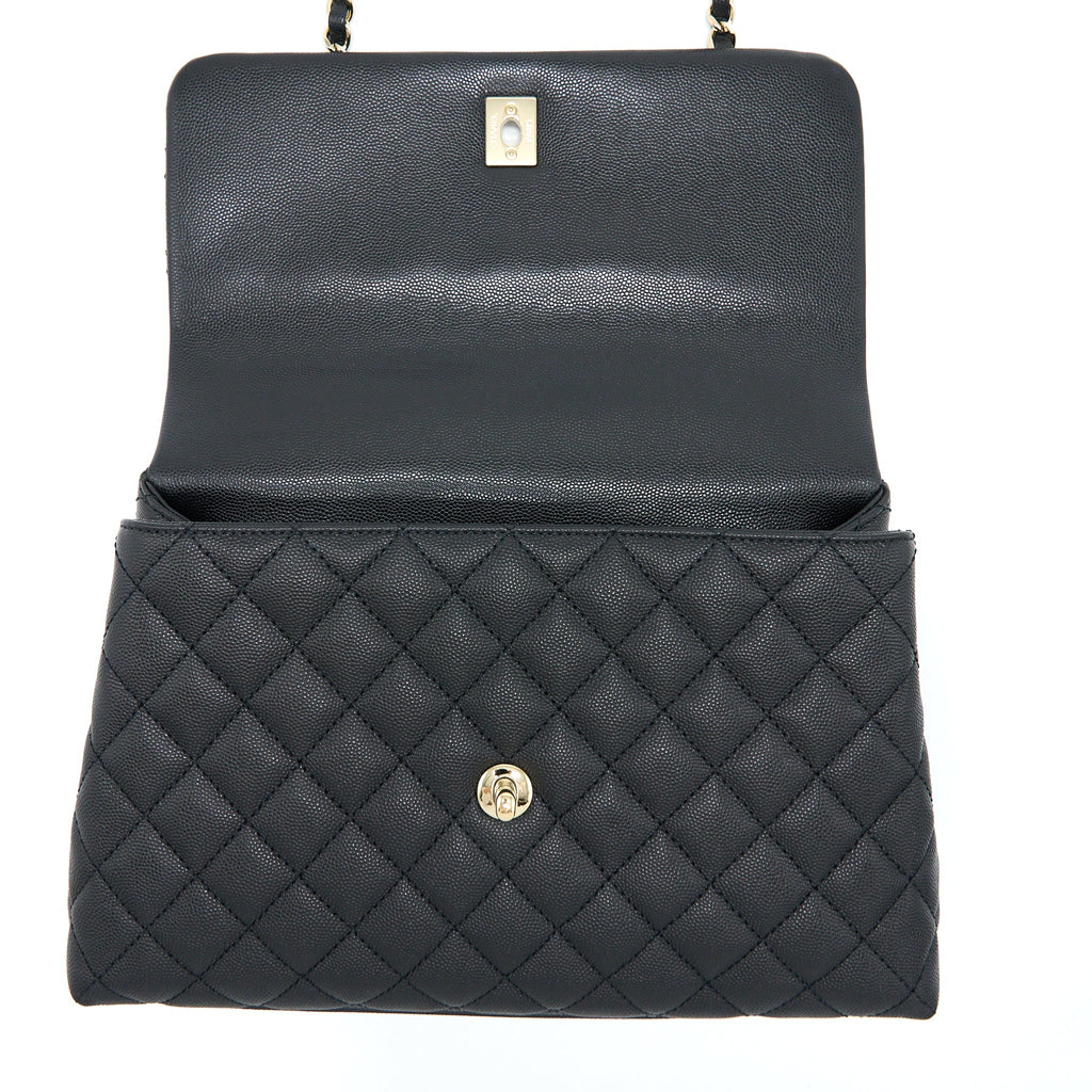 CHANEL MEDIUM COCO HANDLE CAVIAR BLACK LGHW