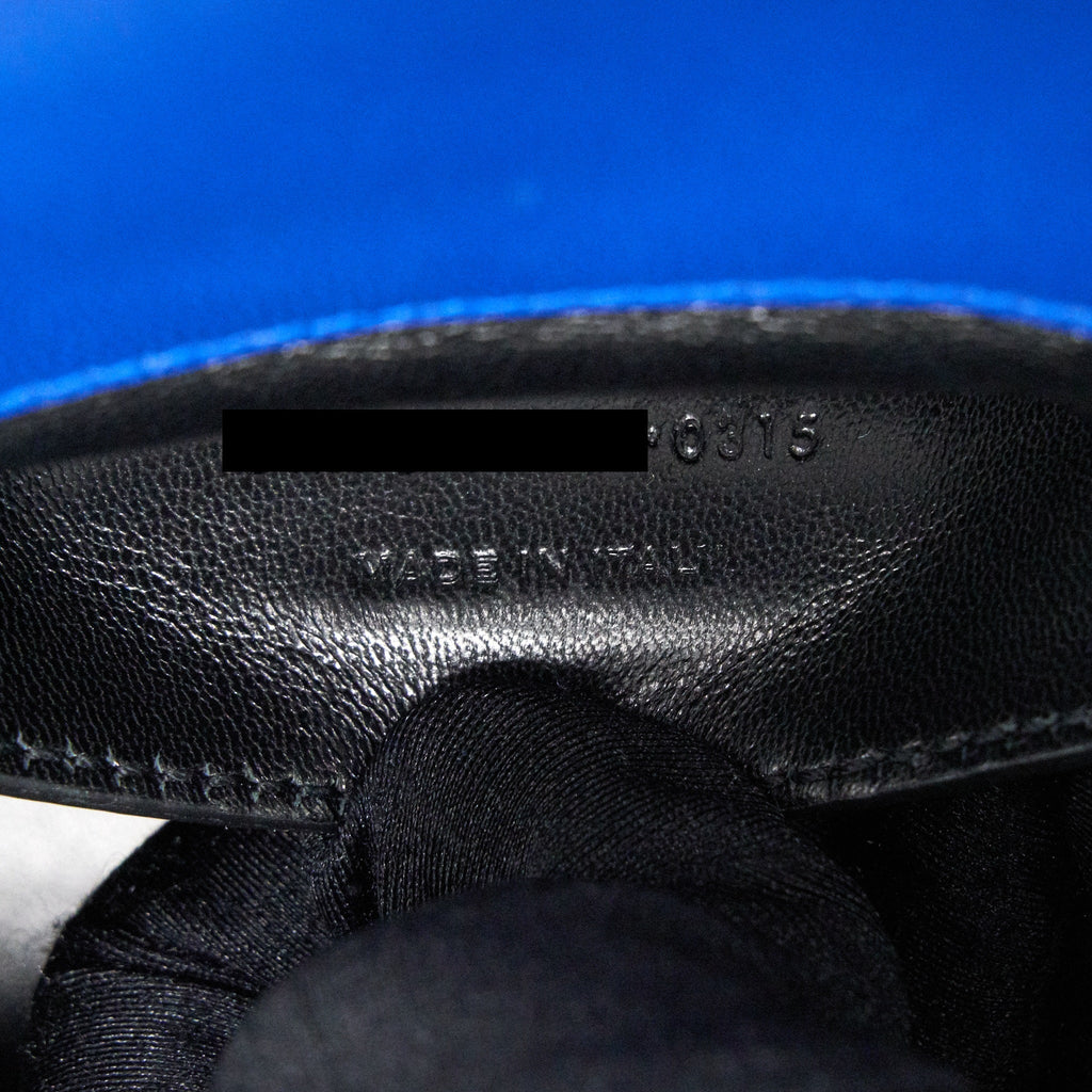 SAINT LAURENT / YSL CHEVRON MONOGRAM FLAP BAG BLUE GHW