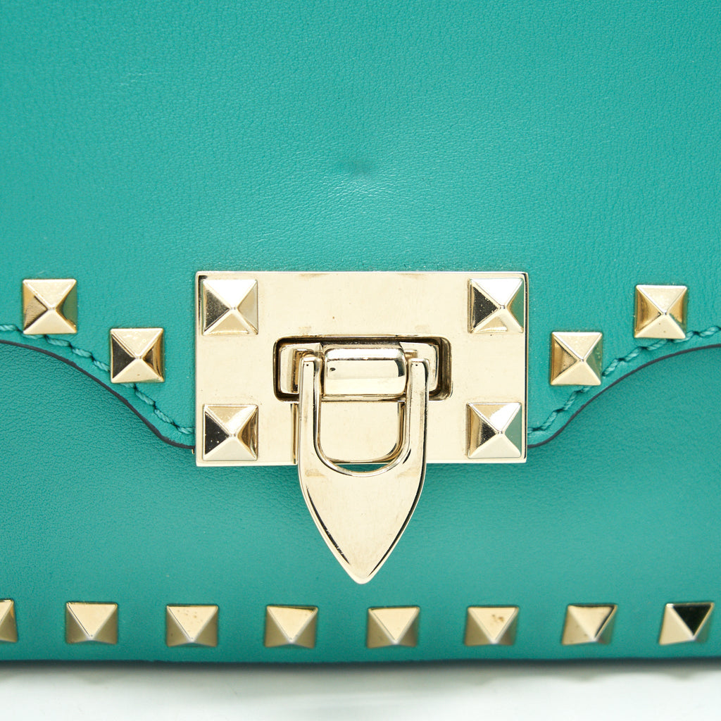 VALENTINO SMALL ROCKSTUD CROSSBODY FLAP BAG GREEN