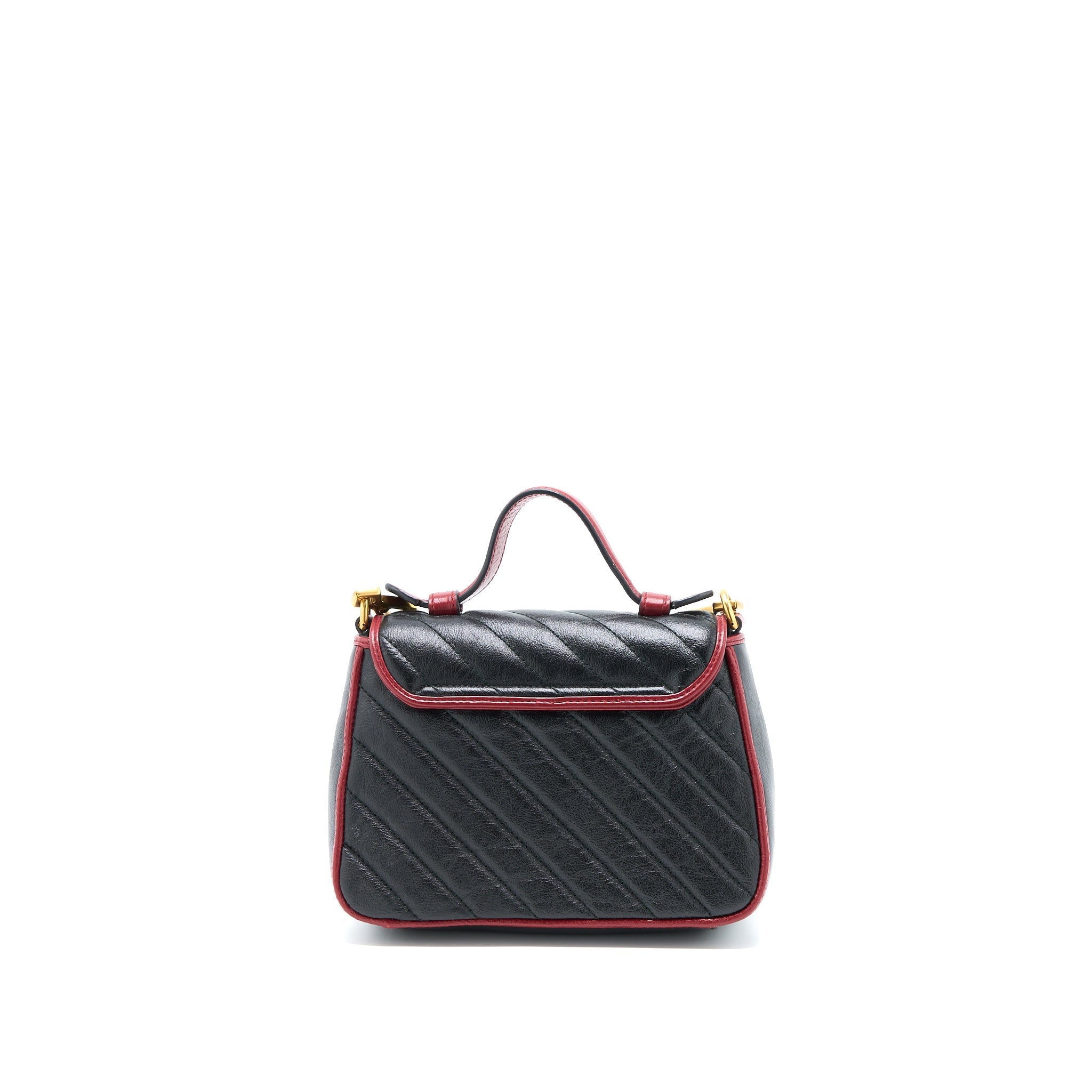 GUCCI GG MARMONT MINI TOP HANDLE BAG CALFSKIN BLACK/RED GHW