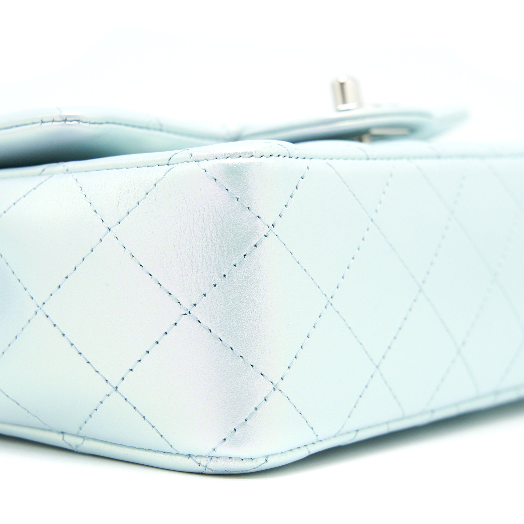 CHANEL 21K IRIDESCENT BABY BLUE MINI RECTANGULAR SHW