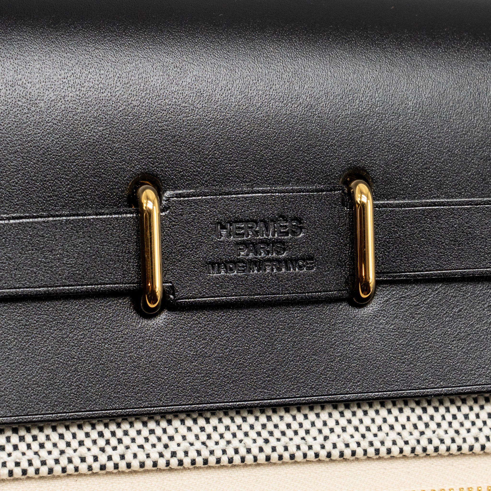 HERMES HERBAG MINI CANVAS / HUNTER LEATHER BLACK / ECRU GHW