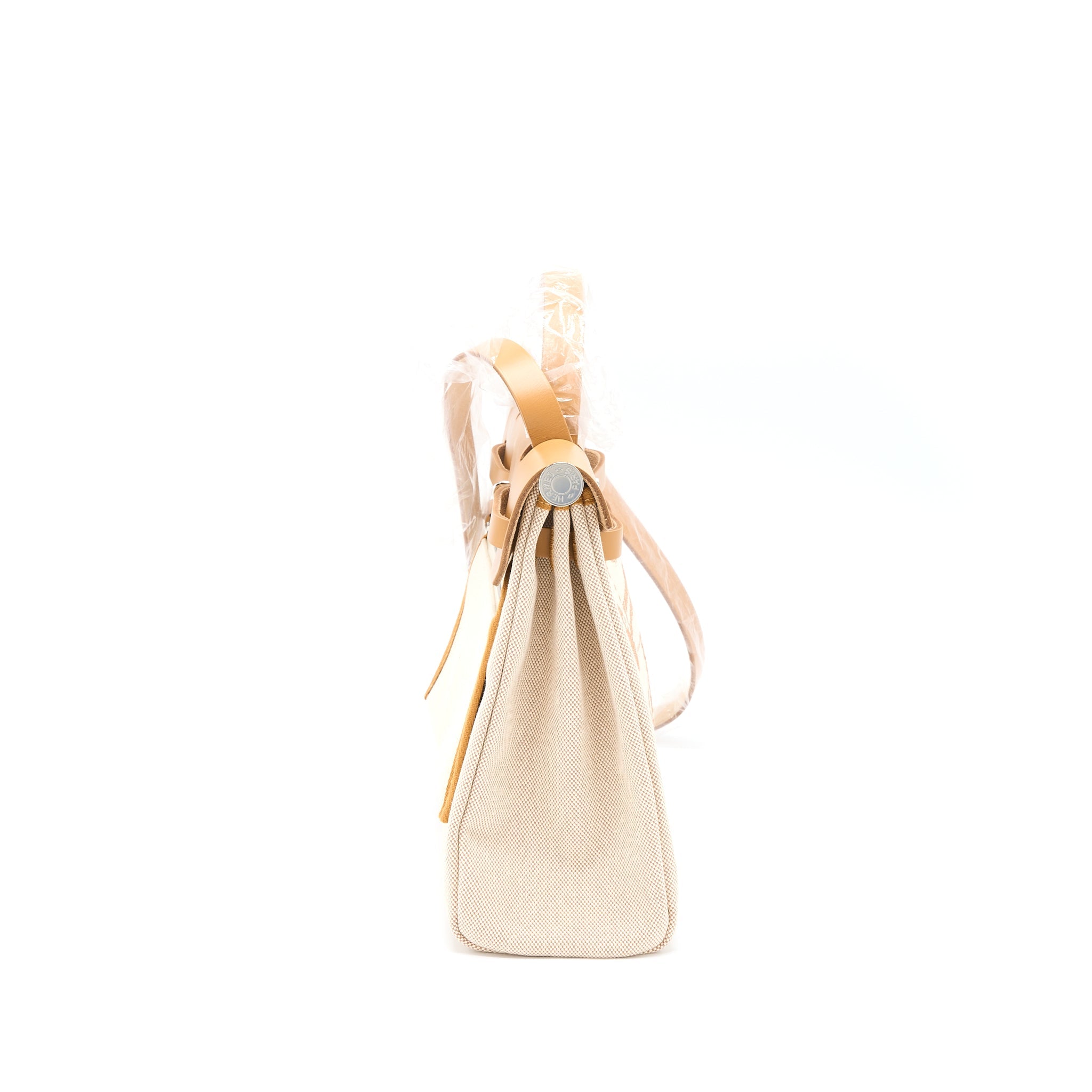 HERMES HERBAG ZIP 31 TOILE EN RELIEF CANVAS/LEATHER BRIDES SABLE/ECRU BEIGE/NAT SABLE SHW