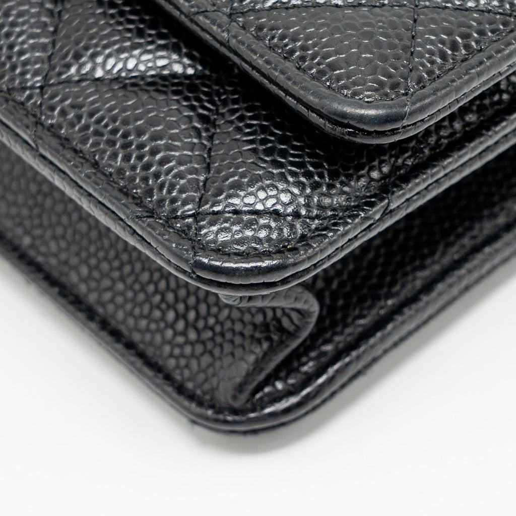 CHANEL CLASSIC WALLET ON CHAIN CAVIAR BLACK GHW