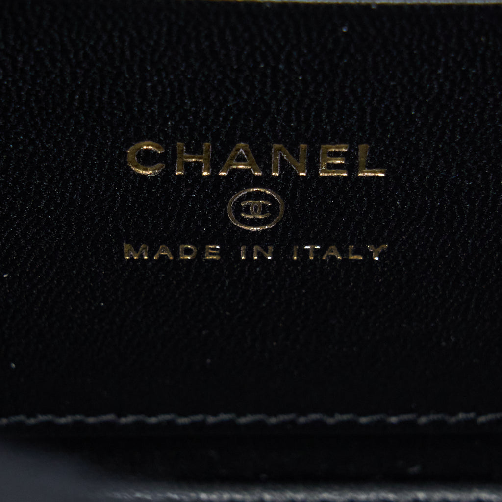 CHANEL 22A TOP HANDLE LONG VANITY WITH CHAIN LAMBSKIN BLACK LGHW (NEW VERSION)