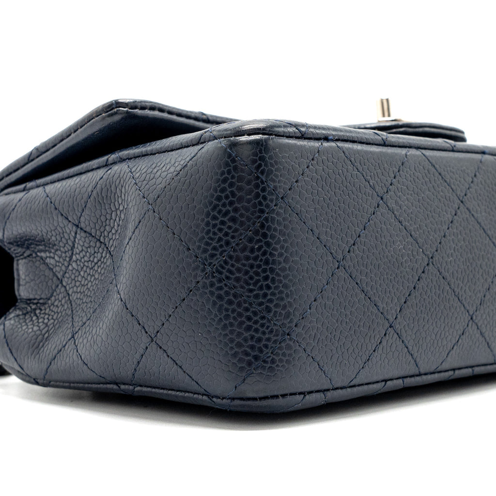 CHANEL CLASSIC MINI RECTANGULAR FLAP BAG CAVIAR NAVY SHW