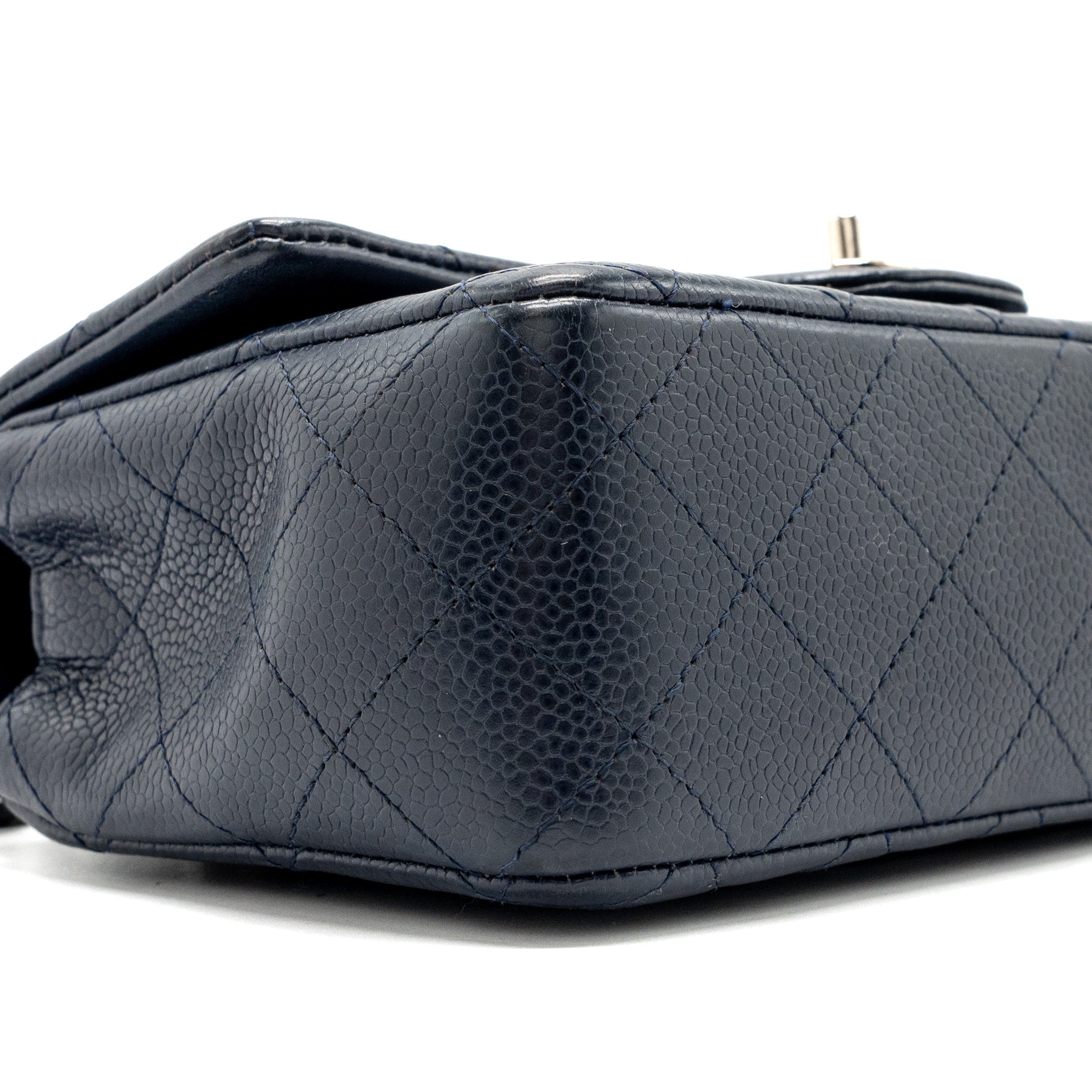 CHANEL CLASSIC MINI RECTANGULAR FLAP BAG CAVIAR NAVY SHW